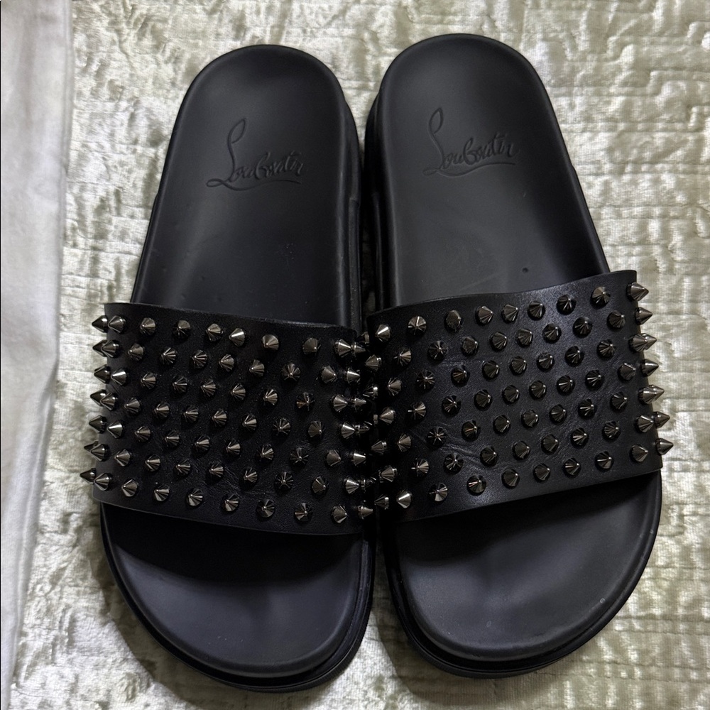 Christian Louboutin Black Spiked Slides
